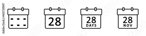 Conjunto de icono de calendario. Concepto de tiempo en días, semanas y meses. Concepto de agenda. Ilustración vectorial photo
