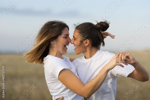Lesbian couple happy emotional moments