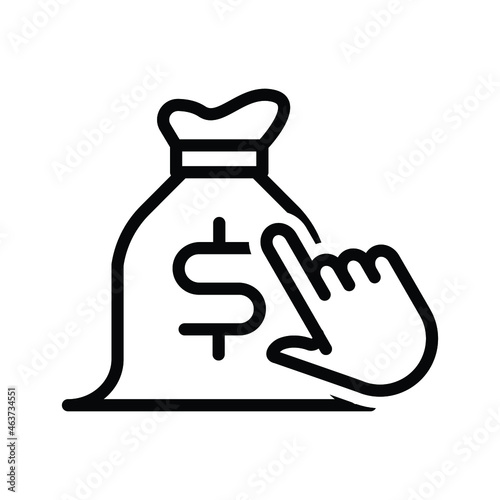 icon of dollar currency with hand vector flat design