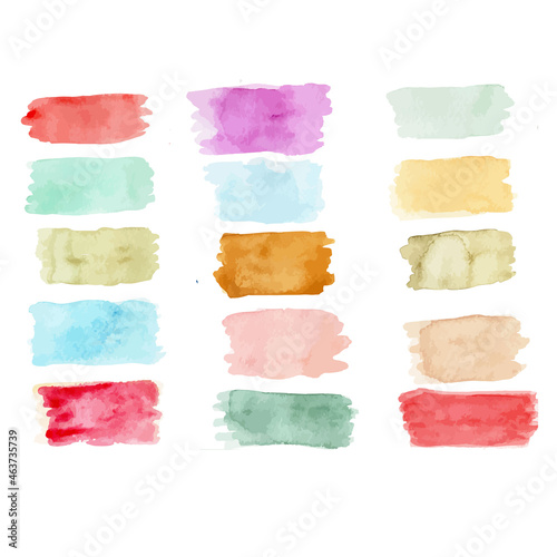 Collection Color highlight stripes, banners drawn with watercolor and brush . colorful watercolor background. real watercolor. hand drawn elements for design. Isolated on white background.vector 