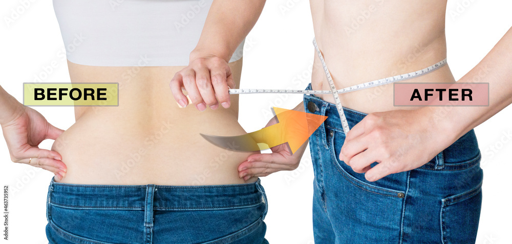 お腹ぽっこりダイエット ビフォーアフター 文字入り01 Stock Photo Adobe Stock