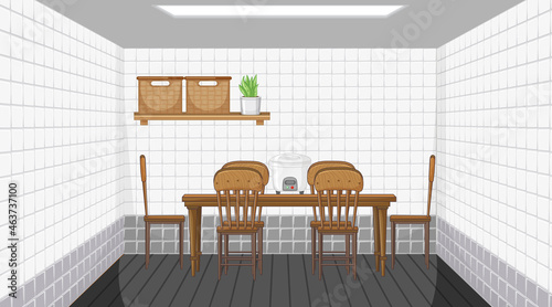 Dining room interior design with furniture