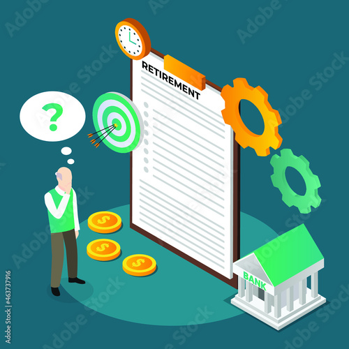 Investing for retirement 3d isometric vector illustration concept for banner, website, landing page, ads, flyer template