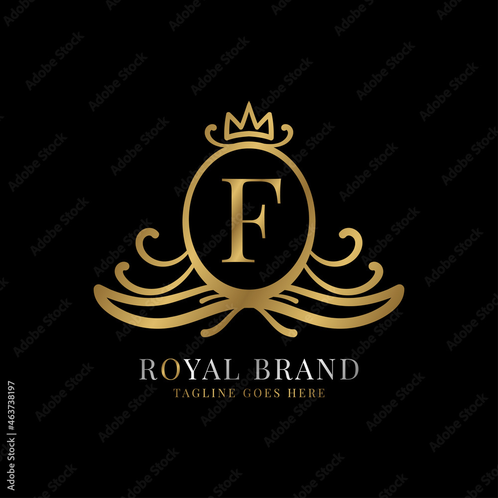 letter F royal crest vector logo design for vintage brand and beauty care initial letter F royal crest vector logo design for vintage brand and beauty care initial