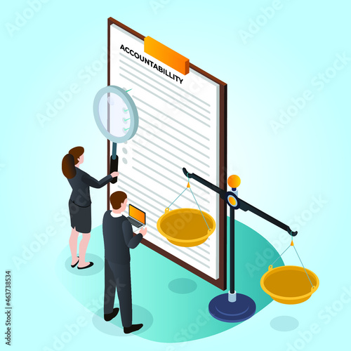 Accountability 3d isometric vector illustration concept for banner, website, landing page, ads, flyer template