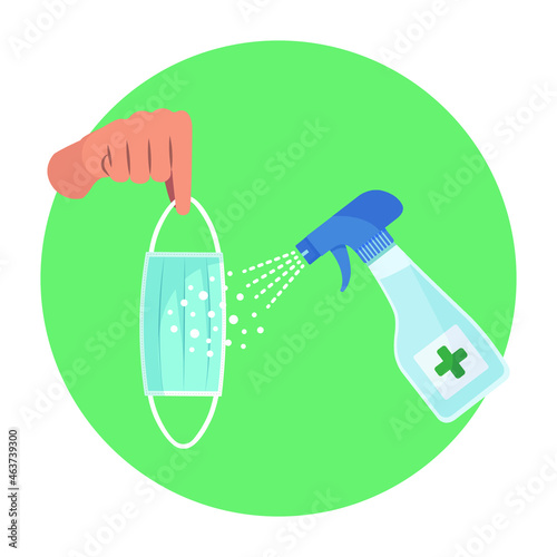 Disinfecting medical surgical mask vector illustration.