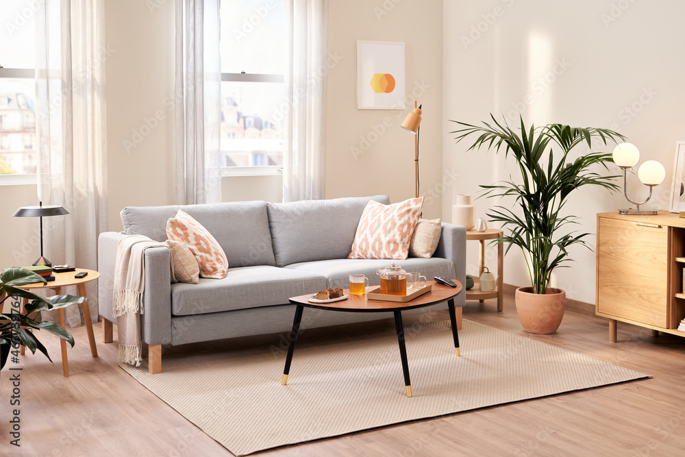 Tea set in living room. Tea set in living room.