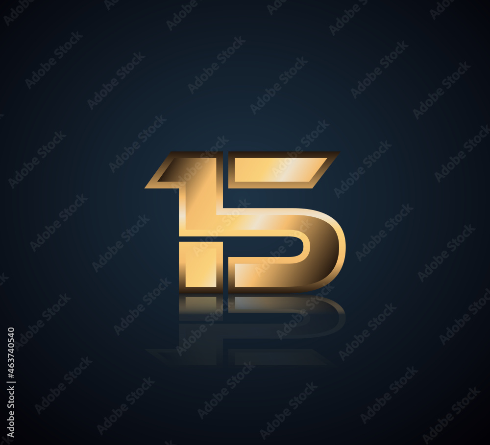 Simple Numbers Logo Vector Gold Metallic On Dark Background 15 Simple Numbers Logo Vector Gold Metallic On Dark Background 15