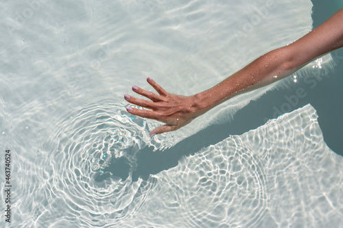 Hand touch water