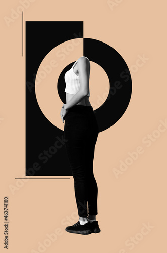 Standing headless woman
