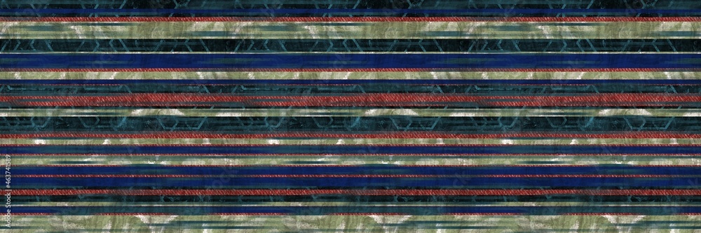 Seamless tribal ethnic stripe grungy border surface pattern design for print. High quality animal fur skin inspired illustration. Faded rug or carpet like cover graphic tile. Thick line textures. Seamless tribal ethnic stripe grungy border surface pattern design for print. High quality animal fur skin inspired illustration. Faded rug or carpet like cover graphic tile. Thick line textures.