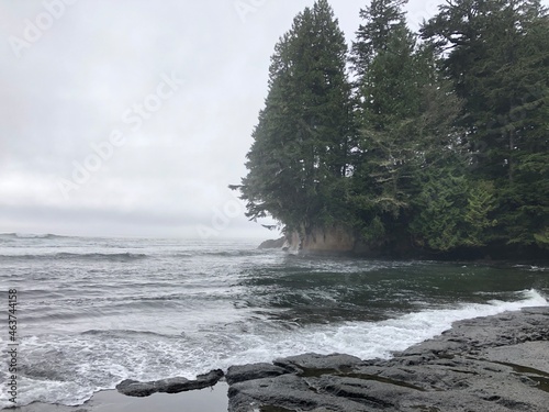 Big waves at Botanical Beach, BC. Stormy pacific ocean near Port Renfrew in Vancouver Island, Canada