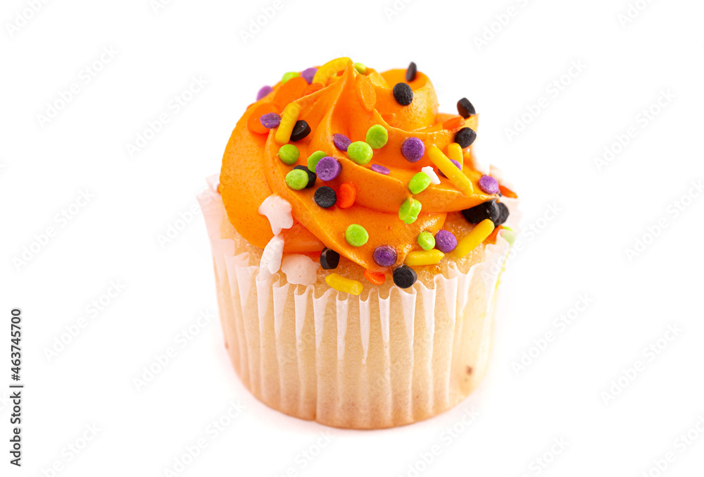 Halloween Cupcakes with Sprinkles Isolated on a White Background Halloween Cupcakes with Sprinkles Isolated on a White Background