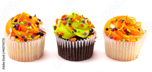 Halloween Cupcakes with Sprinkles Isolated on a White Background