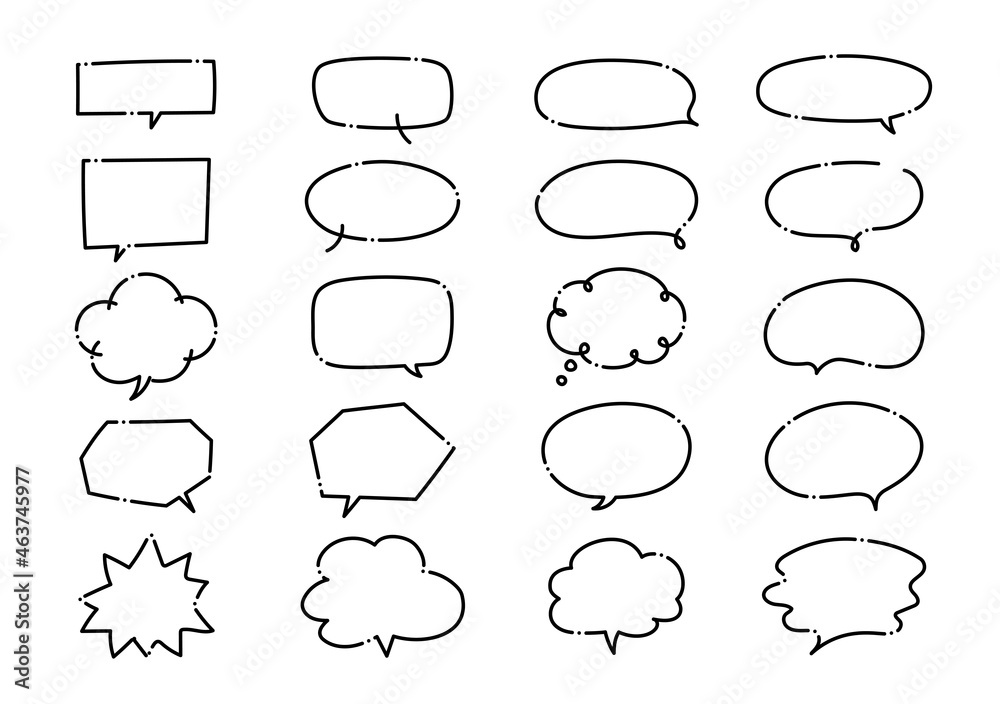 Fototapeta premium ふきだし あしらい 太線 飾り 手描き シンプル セット
