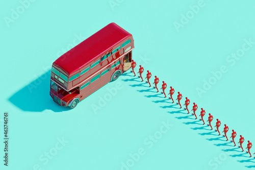 Queue for red bus photo