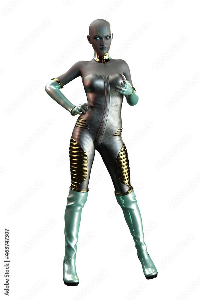 Scifi Alien Woman with Gray Skin, 3D Illustration, 3D rendering Scifi Alien Woman with Gray Skin, 3D Illustration, 3D rendering