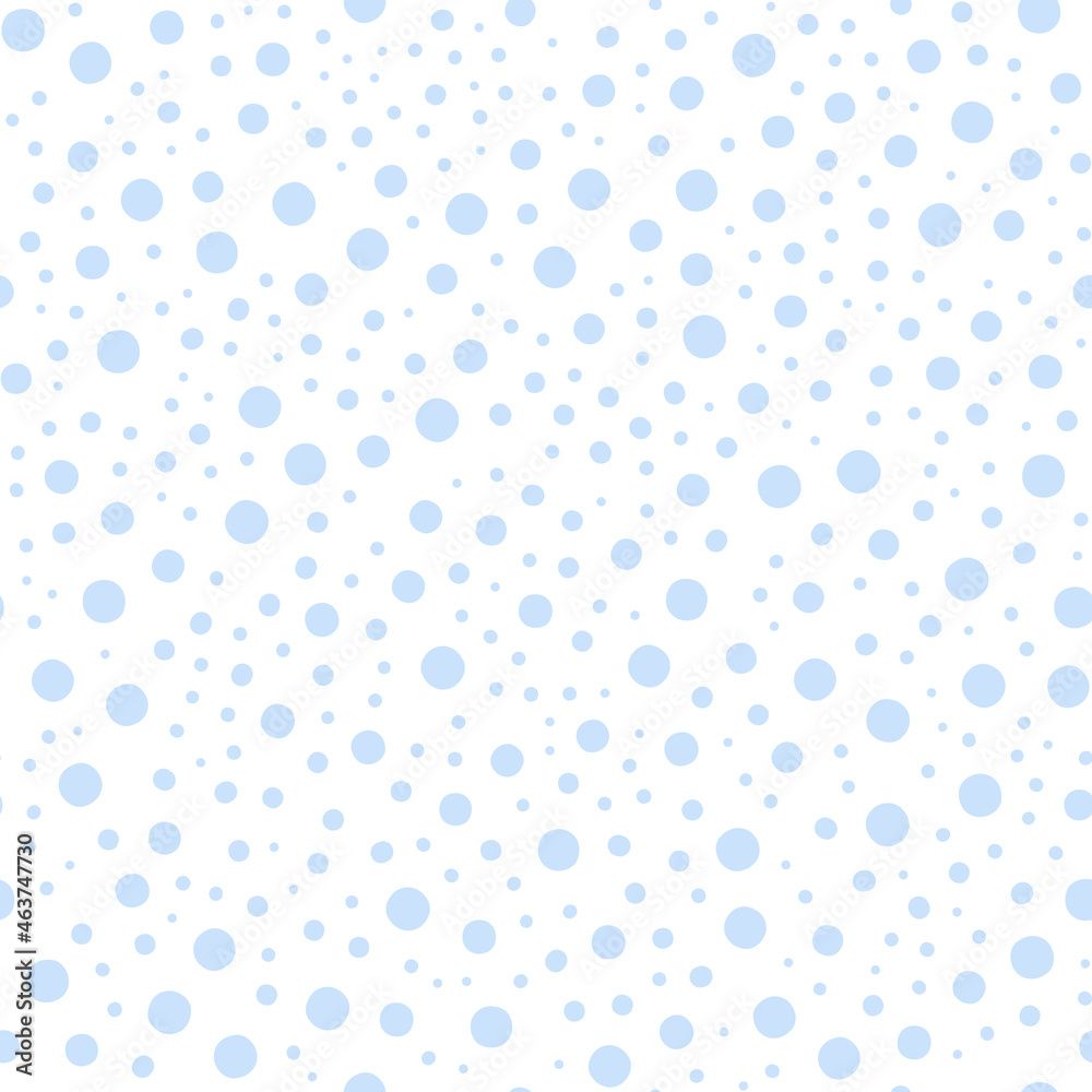 Snow pattern. Seamless winter background with snowflakes. Round polka dots or flake for baby textiles, decorations, bedding pattern. Christmas repetition of an endless ornament. Vector illustration.