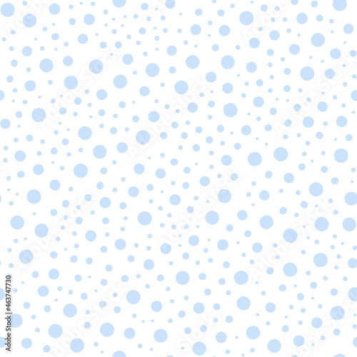Snow pattern. Seamless winter background with snowflakes. Round polka dots or flake for baby textiles, decorations, bedding pattern. Christmas repetition of an endless ornament. Vector illustration.