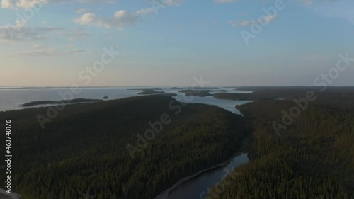 Wallpaper Mural Drone shot of wild nature lake and forest at sunset Torontodigital.ca