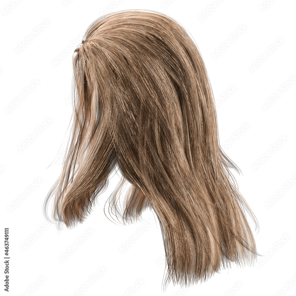 3d render, 3d illustration, fantasy long hair on isolated white background 3d render, 3d illustration, fantasy long hair on isolated white background