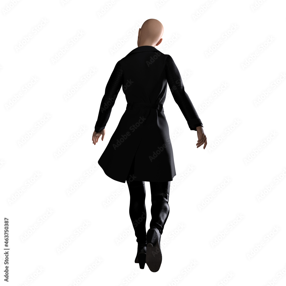 Caucasian Woman Trench Coat Sillhouette with Gun on Isolated White Background, 3D Rendering 3D illustration Caucasian Woman Trench Coat Sillhouette with Gun on Isolated White Background, 3D Rendering 3D illustration