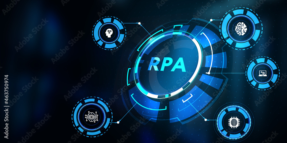 RPA Robotic process automation innovation technology concept. Business, technology, internet and networking concept.3d illustration