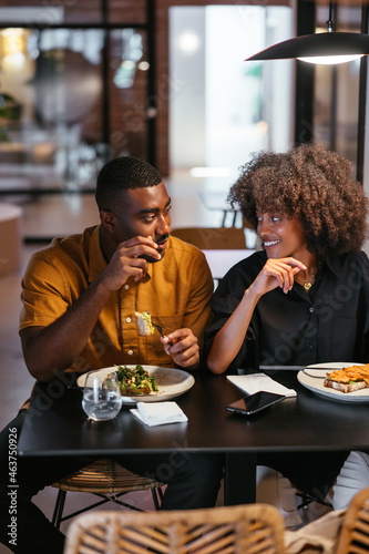 Black couple having dinner together