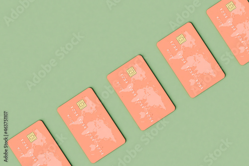 Credit cards crossing the frame