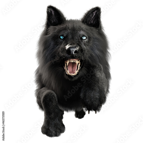 Foto Dire wolf on isolated background, 3D illustration, 3D rendering