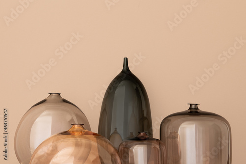 collection of colorful handmade glass vases photo