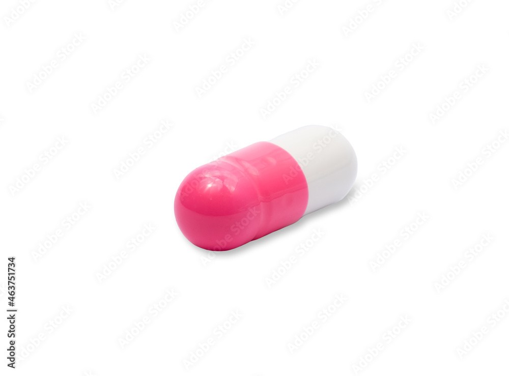 capsule in isolated with clipping path.pink and white. capsule in isolated with clipping path.pink and white.