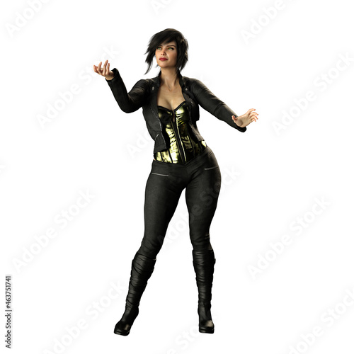 Urban Fantasy Curvy Caucasian Woman, 3D Rendering, 3D Illustration