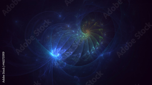 3D rendering abstract blue fractal light background