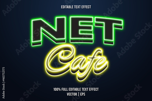 Net cafe editable text effect neon style