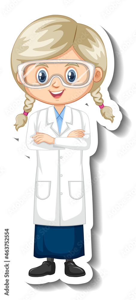 Scientist girl cartoon character sticker Scientist girl cartoon character sticker