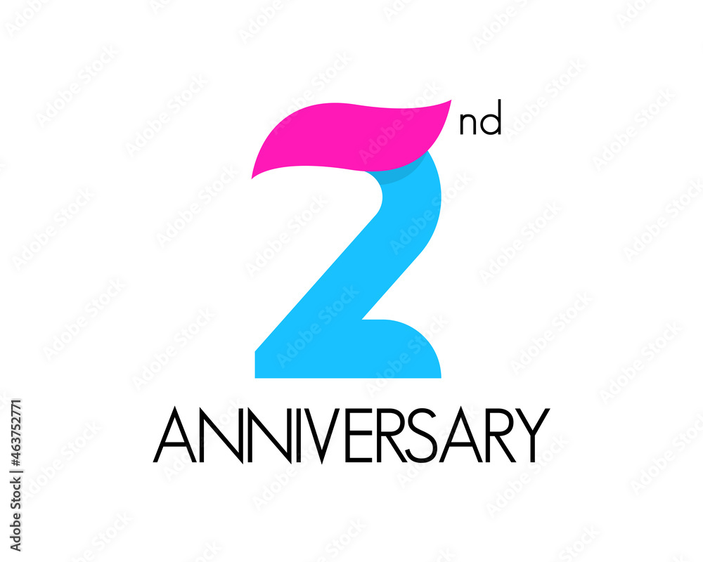 Fototapeta premium 2 year simple anniversary logo design with ribbon icon