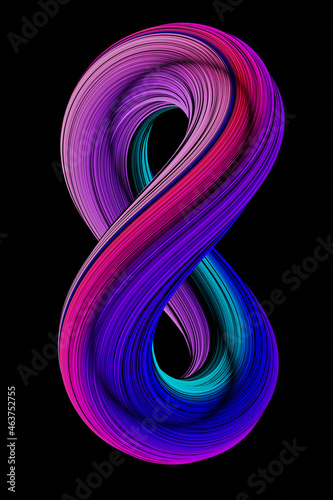 3D Illustration of twisted colorful shapes photo