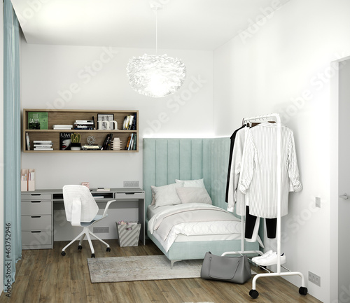 3d rendering of new modern style teenage bedroom © Victoria