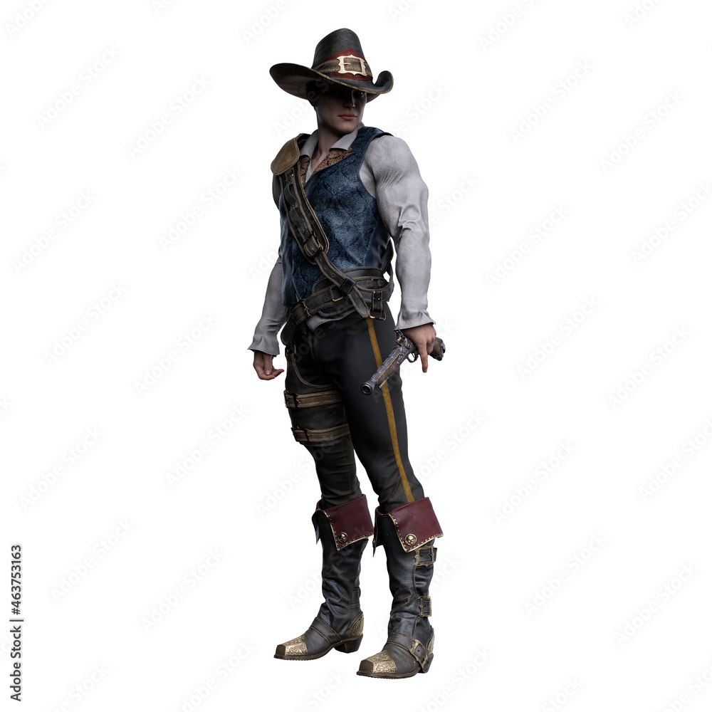 Handsome Caucasian Pirate Man, 3D illustration, 3D Rendering Handsome Caucasian Pirate Man, 3D illustration, 3D Rendering