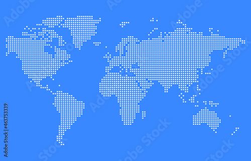 World map by dots or pixels. Flat mapping illustration by geometrical shapes.    
