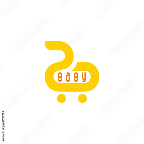 baby cart cute design geometric curves logo vector