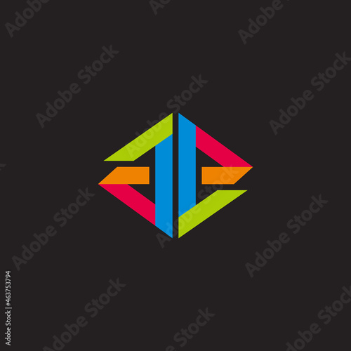 letter ge colorful ribbon simple geometric logo vector