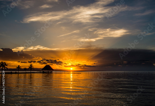 Sunset in caribbean beach 