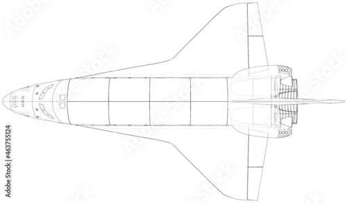 Space shuttle. Vector rendering of 3d