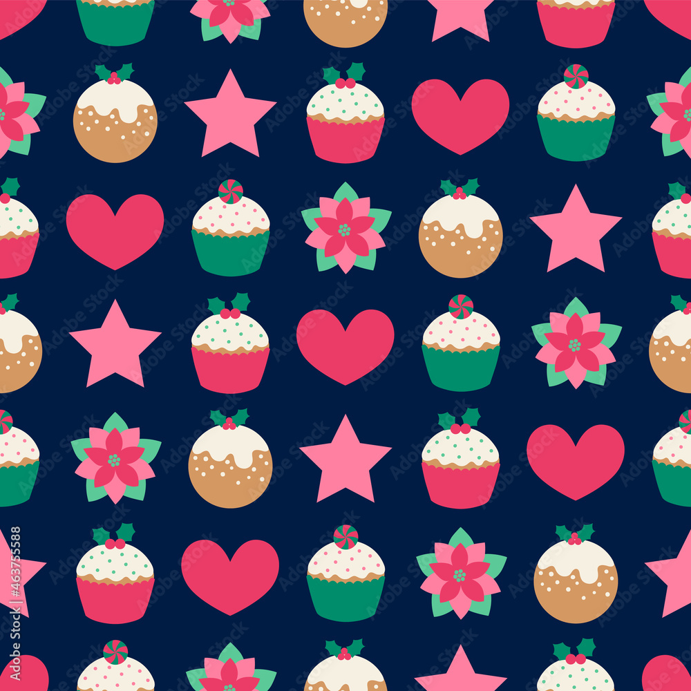 Cute christmas elements seamless pattern background. Cute christmas elements seamless pattern background.