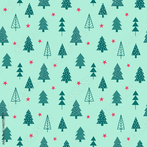Hand drawn pine tree seamless pattern background. © NTRdesign