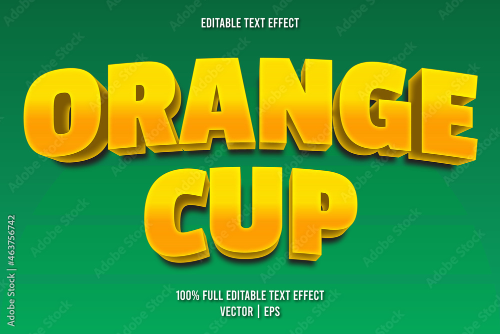 Orange cup editable text effect cartoon style