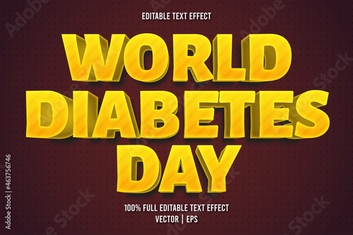 World diabetes day editable text effect cartoon style