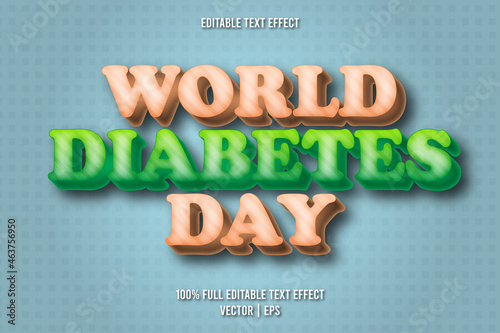 World diabetes day editable text effect cartoon style